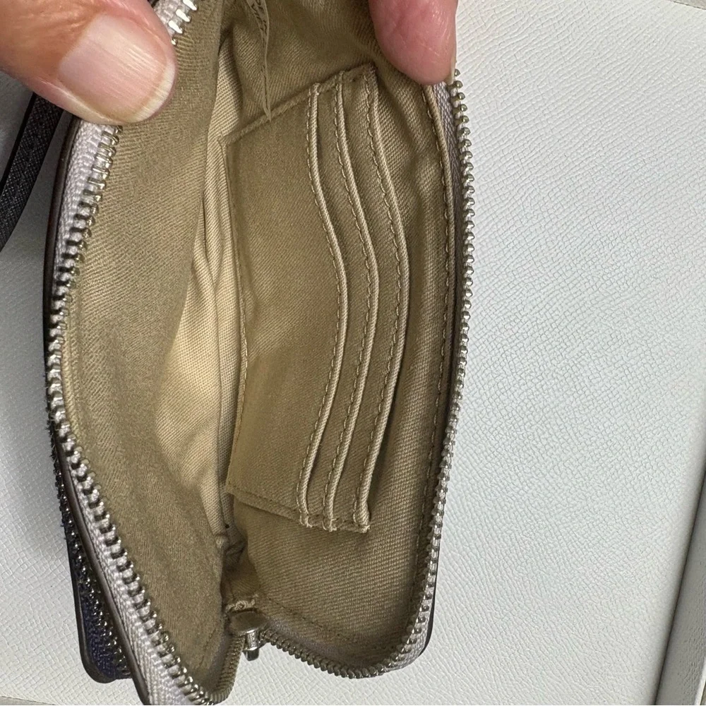 Coach Periwinkle Blue & Cream Double Corner Zip Wristlet - Picture 9 of 14